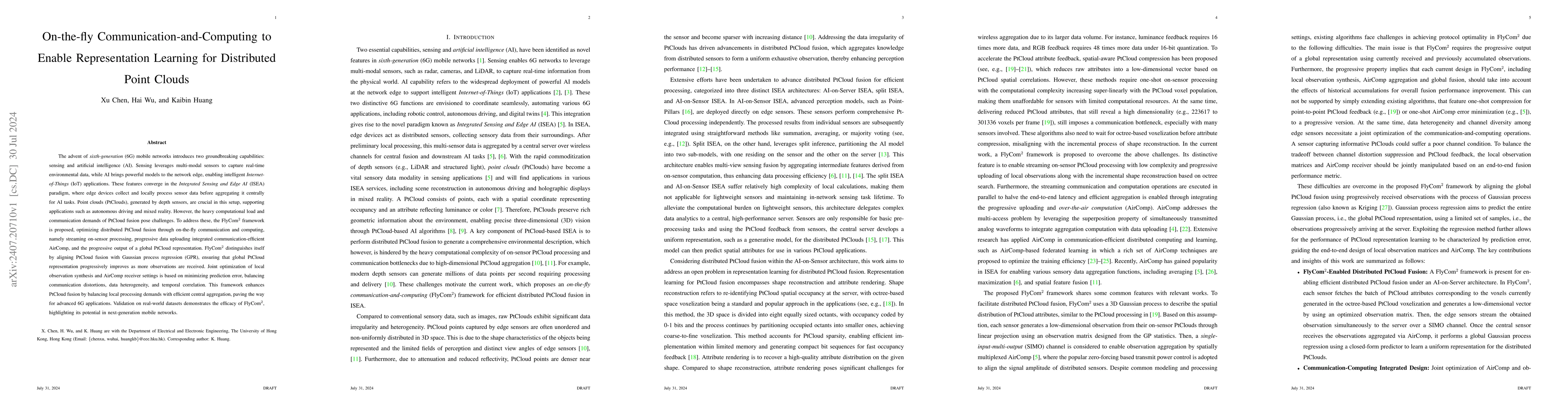 Thumbnail for On-the-fly Communication-and-Computing to Enable Representation Learning
  for Distributed Point Clouds