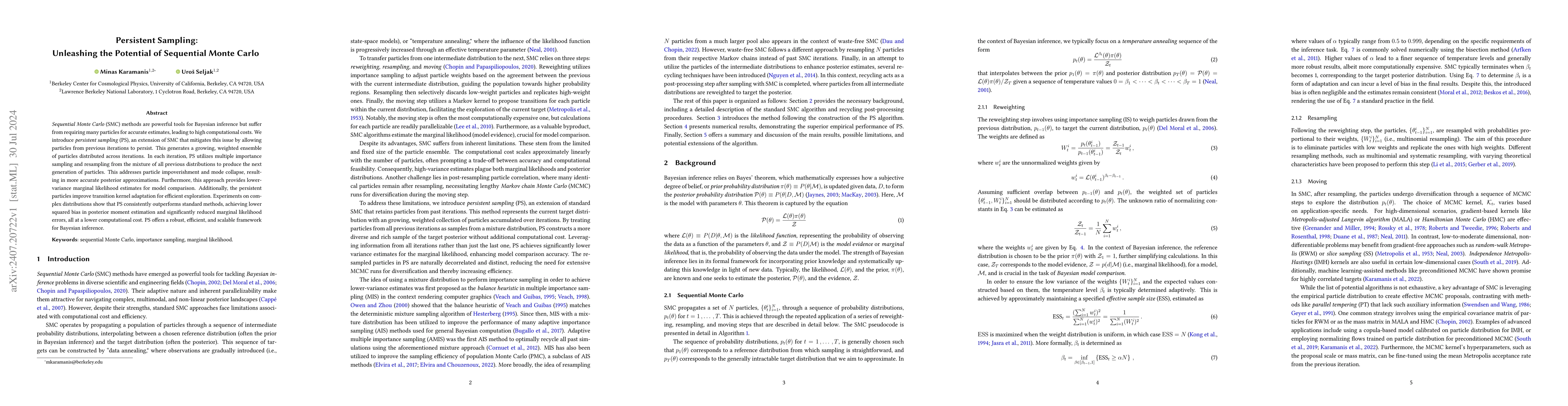 Thumbnail for Persistent Sampling: Unleashing the Potential of Sequential Monte Carlo