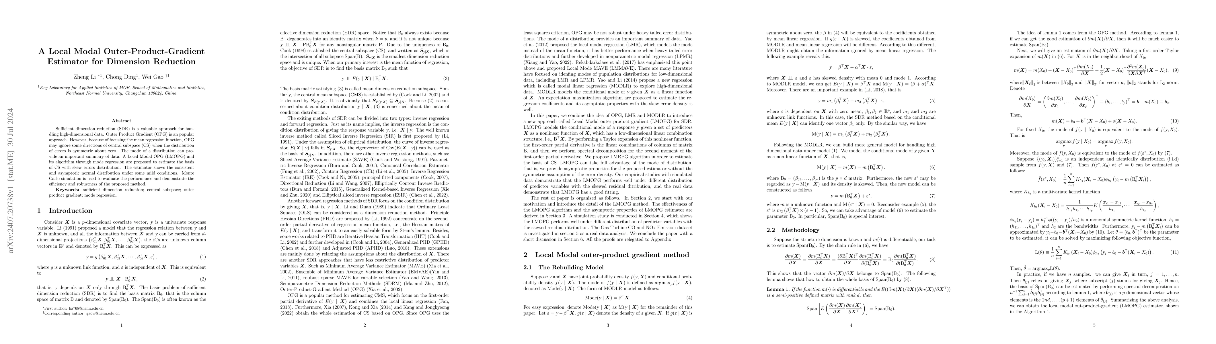 Thumbnail for A Local Modal Outer-Product-Gradient Estimator for Dimension Reduction