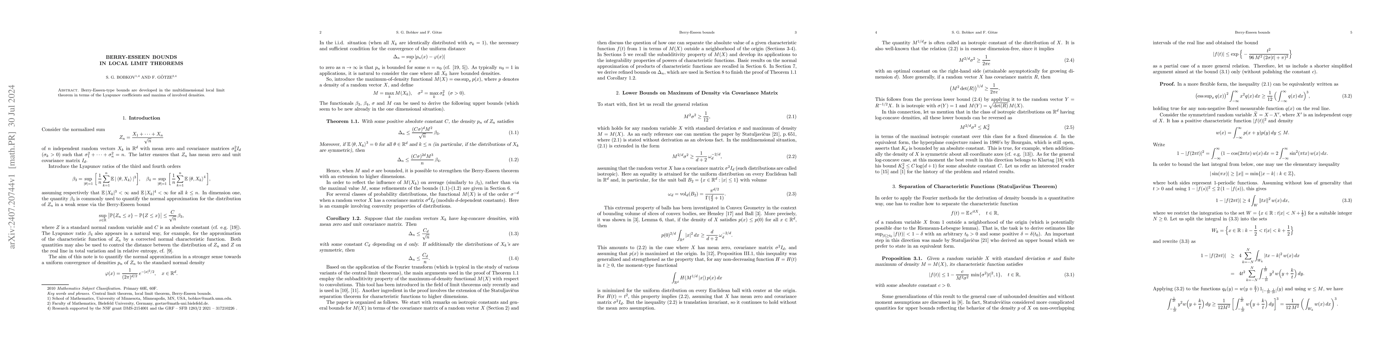 Thumbnail for Berry-Esseen bounds in local limit theorems