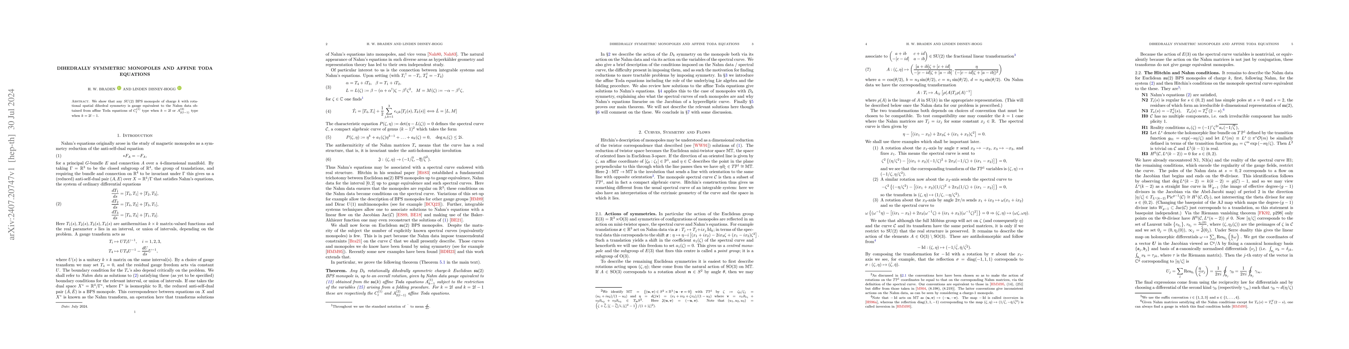 Thumbnail for Dihedrally Symmetric Monopoles and Affine Toda Equations