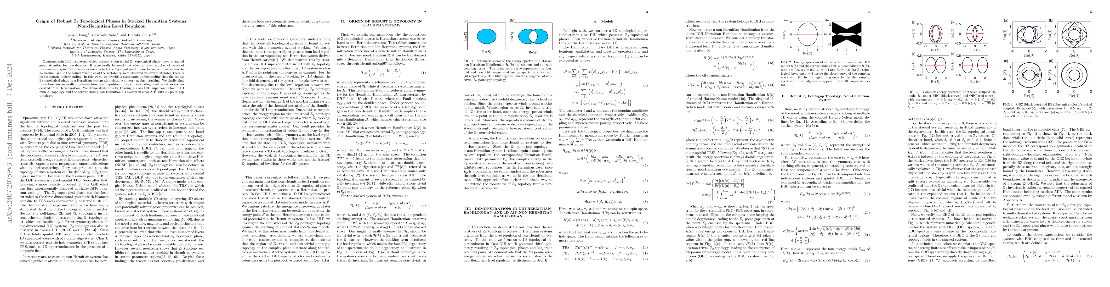 Thumbnail for Origin of Robust $\mathbb{Z}_2$ Topological Phases in Stacked Hermitian
  Systems: Non-Hermitian Level Repulsion