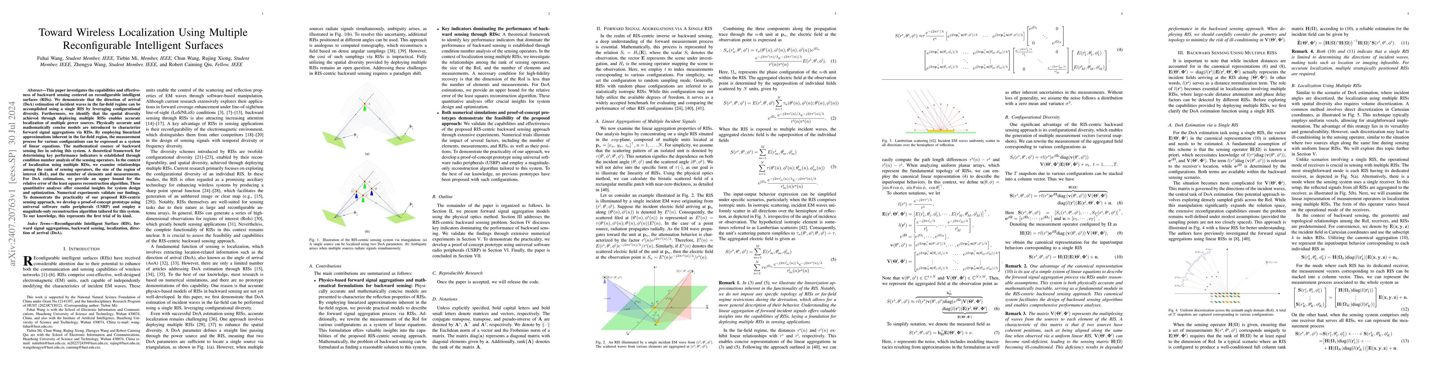 Thumbnail for Toward Wireless Localization Using Multiple Reconfigurable Intelligent
  Surfaces