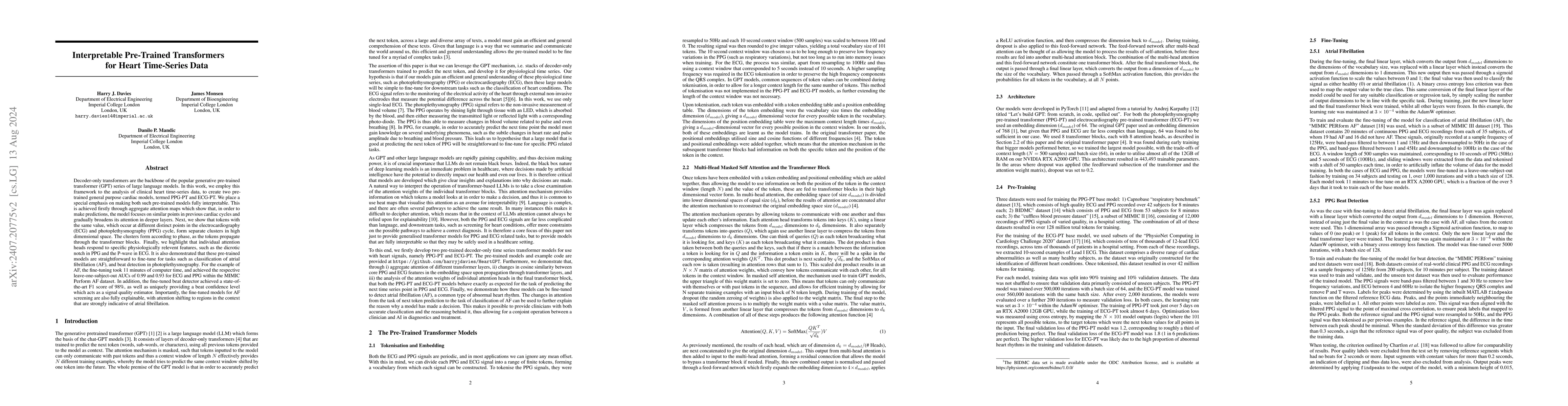 Thumbnail for Interpretable Pre-Trained Transformers for Heart Time-Series Data