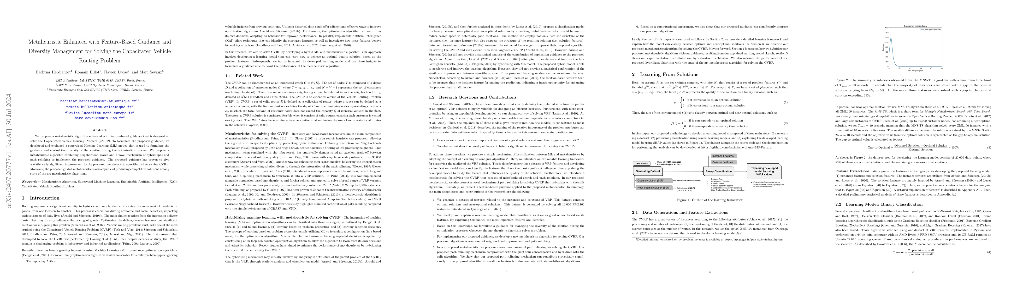 Thumbnail for Metaheuristic Enhanced with Feature-Based Guidance and Diversity
  Management for Solving the Capacitated Vehicle Routing Problem