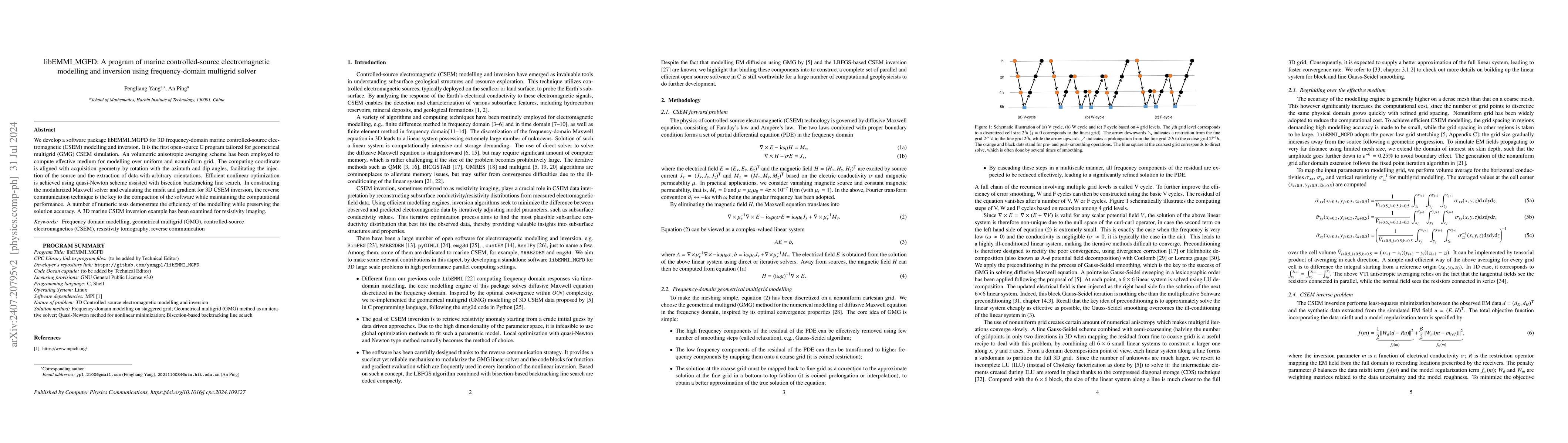 Thumbnail for libEMMI_MGFD: A program of marine controlled-source electromagnetic
  modelling and inversion using frequency-domain multigrid solver