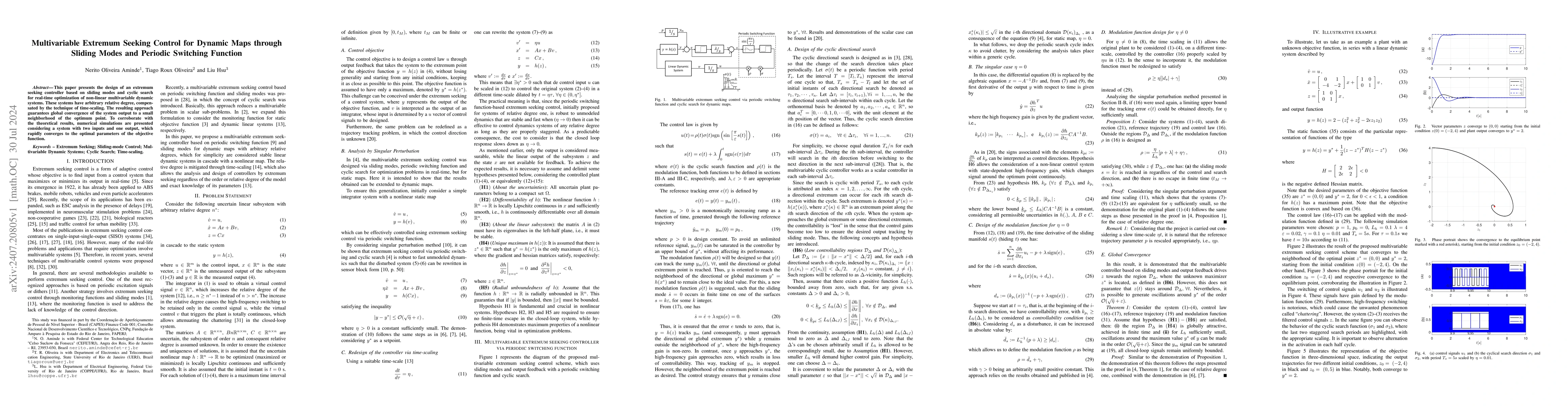Thumbnail for Multivariable Extremum Seeking Control for Dynamic Maps through Sliding
  Modes and Periodic Switching Function