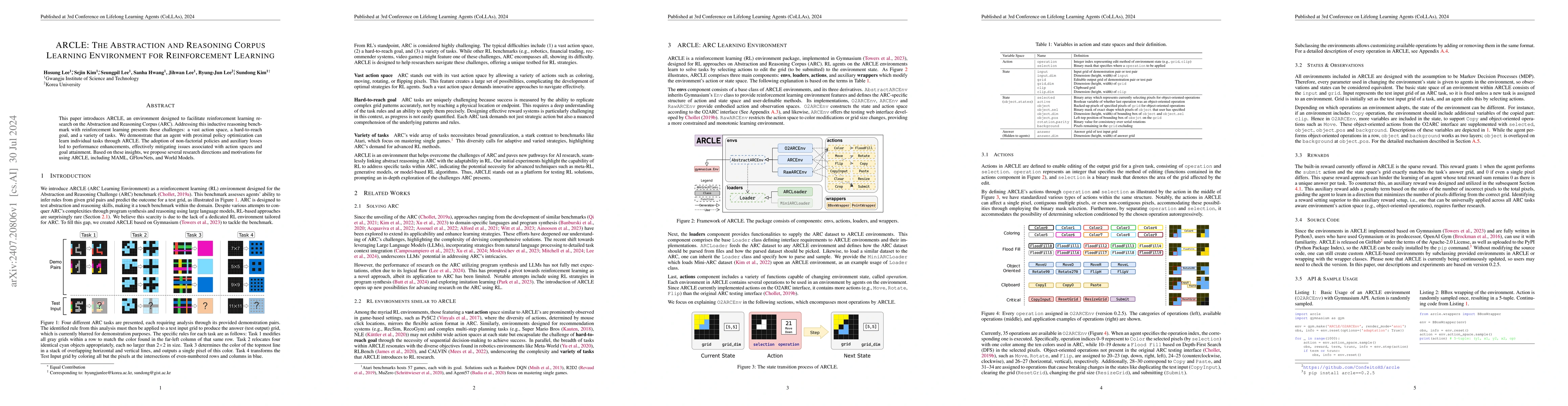 Thumbnail for ARCLE: The Abstraction and Reasoning Corpus Learning Environment for
  Reinforcement Learning
