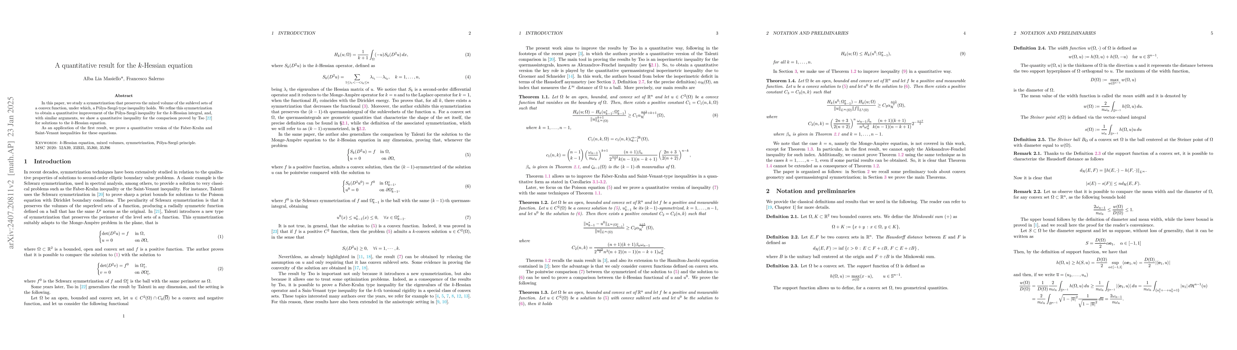 Thumbnail for A quantitative result for the $k$-Hessian equation