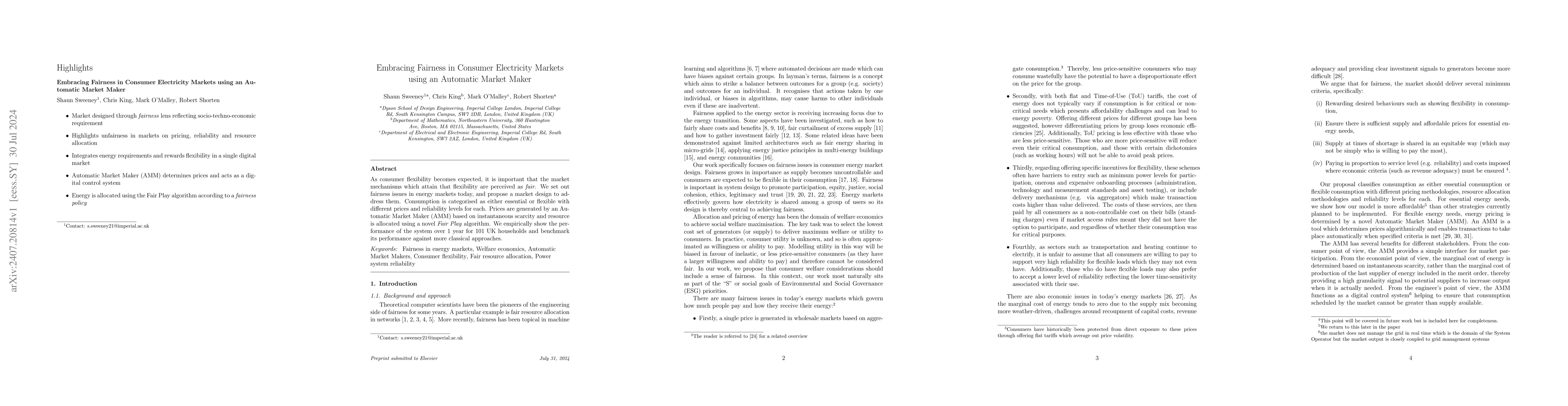 Thumbnail for Embracing Fairness in Consumer Electricity Markets using an Automatic
  Market Maker