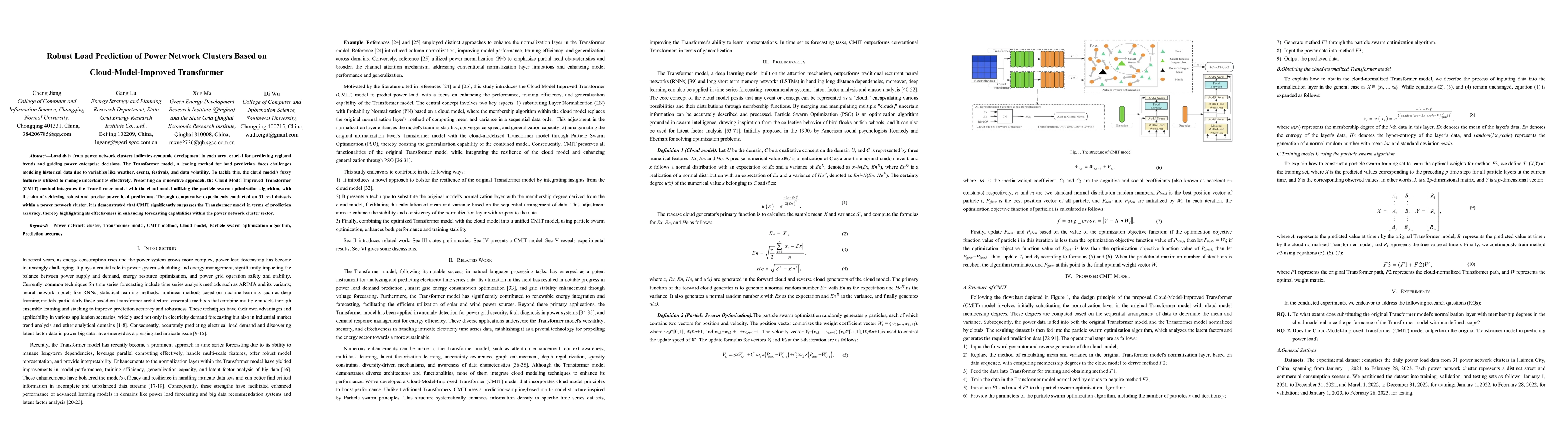Thumbnail for Robust Load Prediction of Power Network Clusters Based on
  Cloud-Model-Improved Transformer