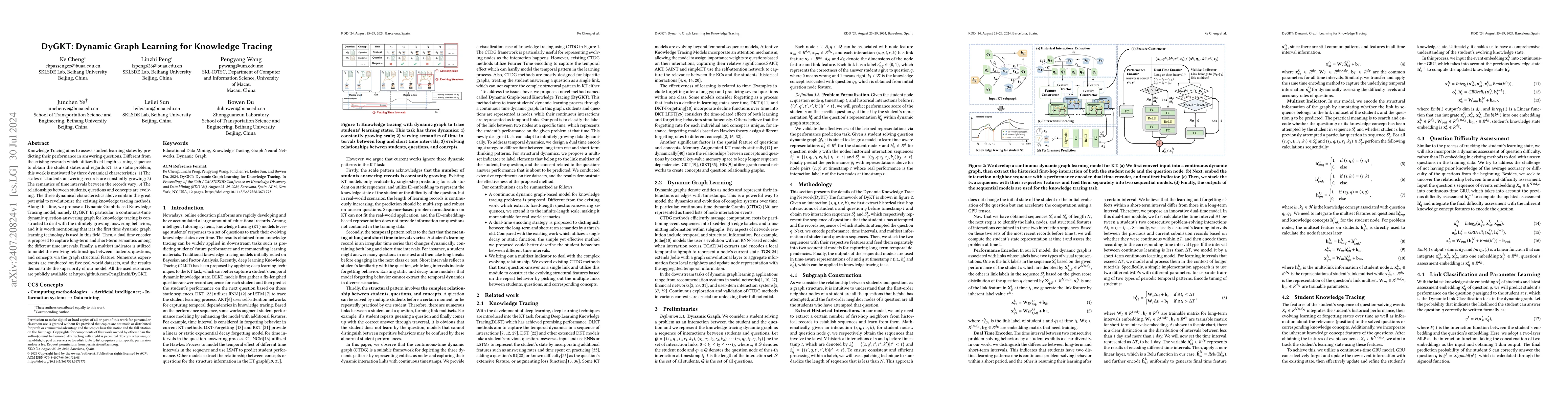 Thumbnail for DyGKT: Dynamic Graph Learning for Knowledge Tracing
