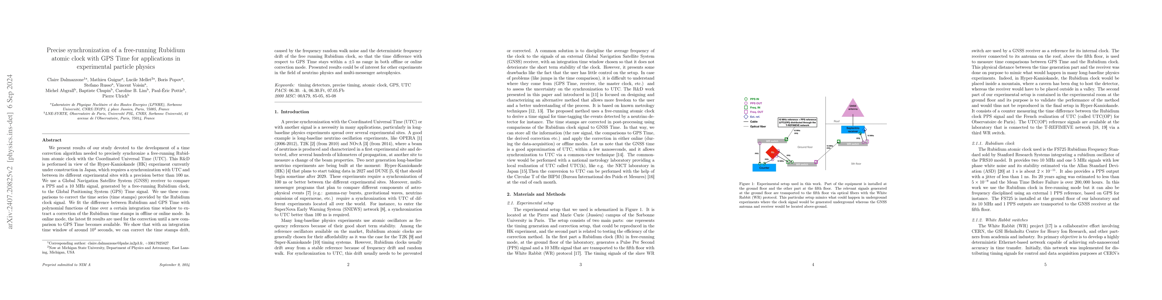 Thumbnail for Precise synchronization of a free-running Rubidium atomic clock with GPS
  Time for applications in experimental particle physics