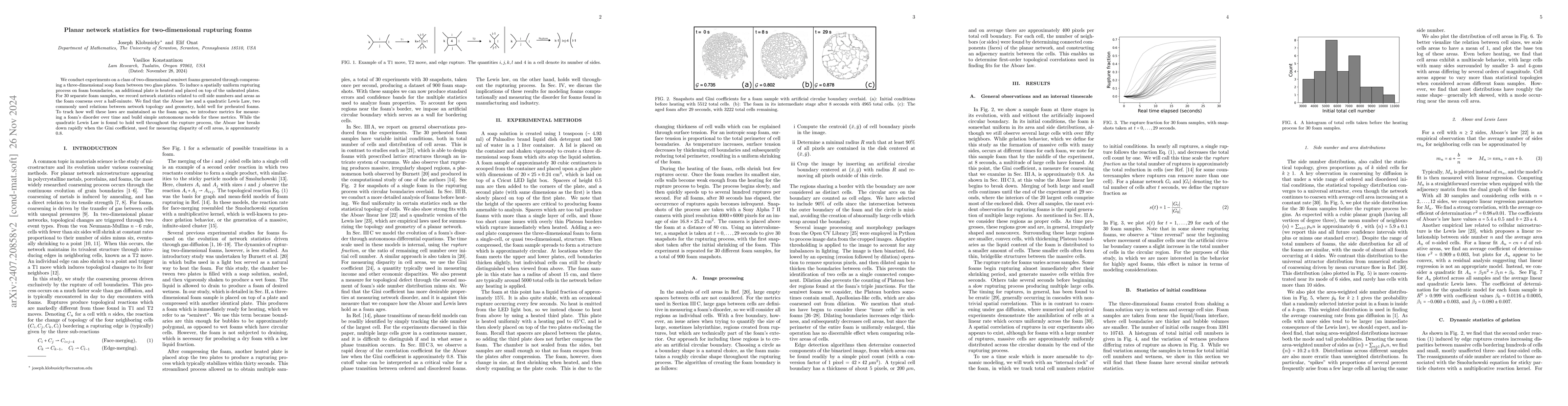 Thumbnail for Planar network statistics for two-dimensional rupturing foams