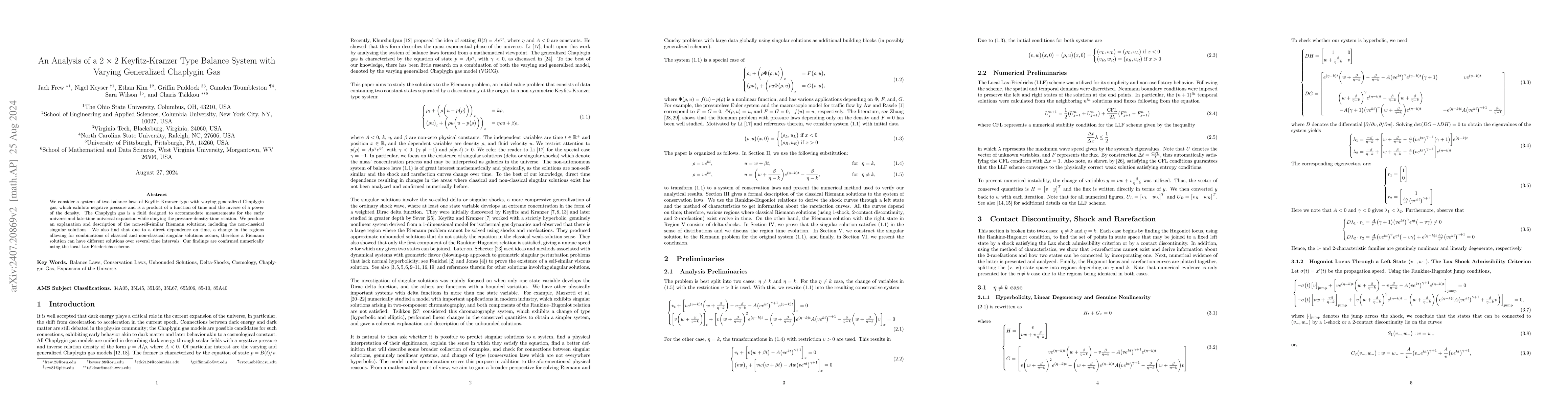 Thumbnail for An Analysis of a 2x2 Keyfitz-Kranzer Type Balance System with Varying
  Generalized Chaplygin Gas