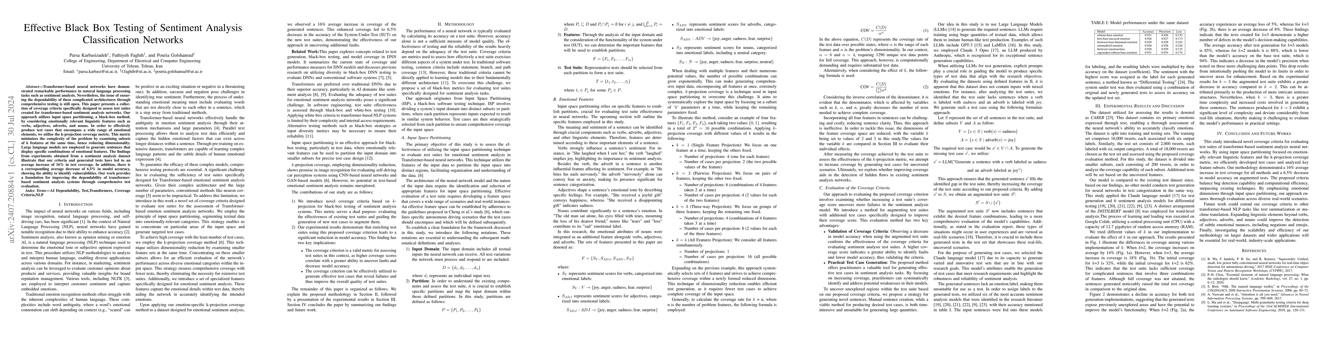 Thumbnail for Effective Black Box Testing of Sentiment Analysis Classification
  Networks