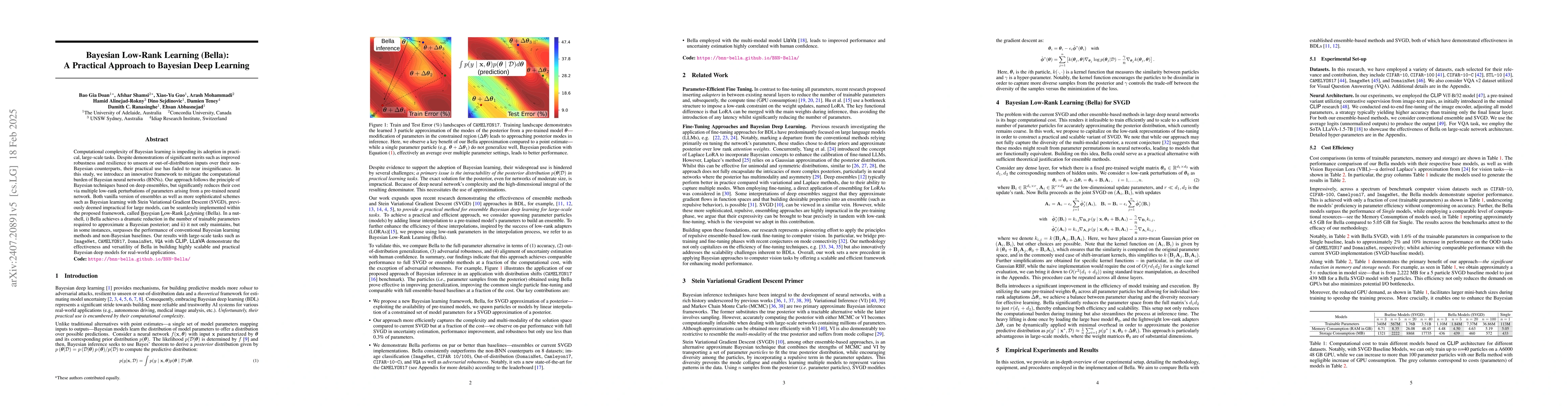 Thumbnail for Bayesian Low-Rank LeArning (Bella): A Practical Approach to Bayesian
  Neural Networks