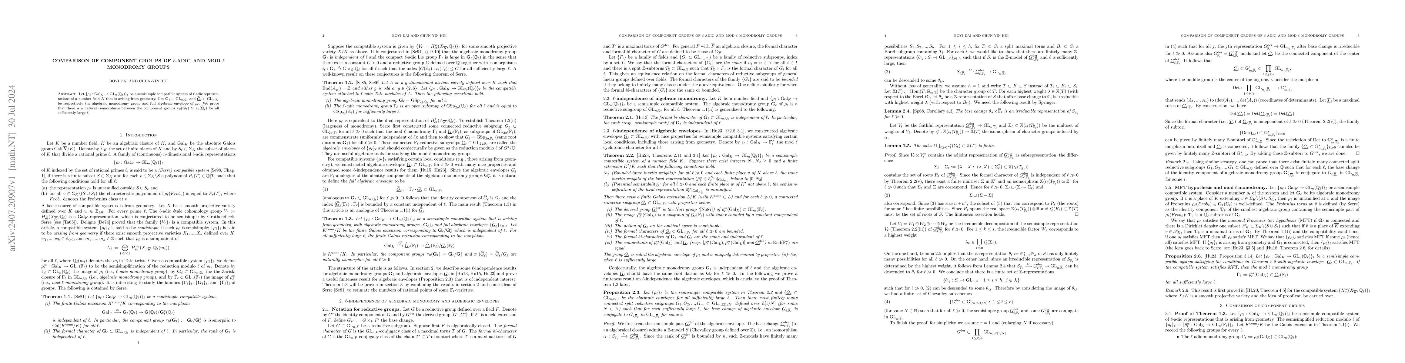Thumbnail for Comparison of component groups of $\ell$-adic and mod $\ell$ monodromy
  groups