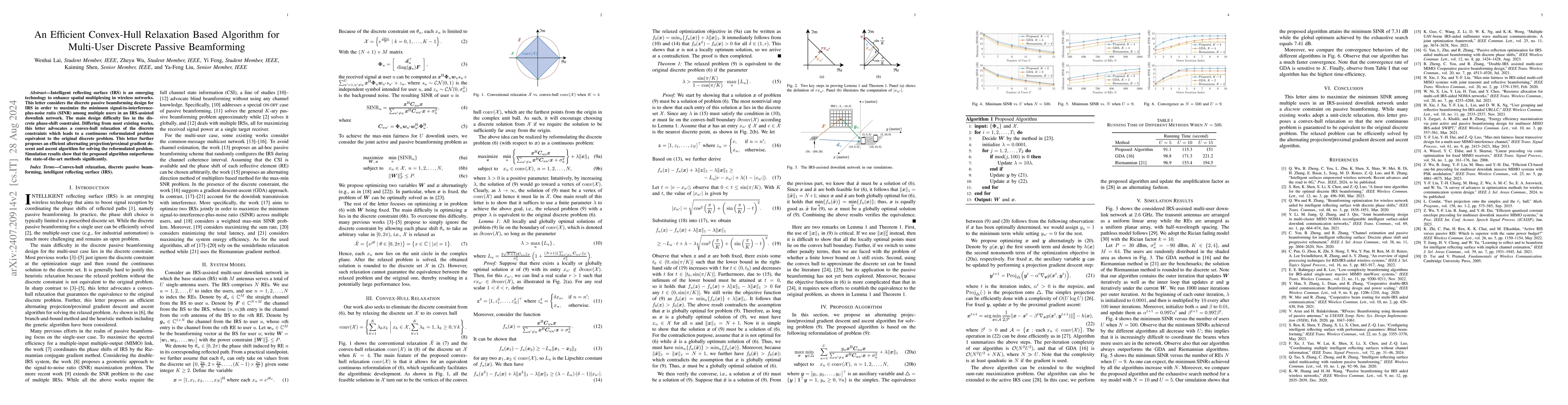Thumbnail for An Efficient Convex-Hull Relaxation Based Algorithm for Multi-User
  Discrete Passive Beamforming