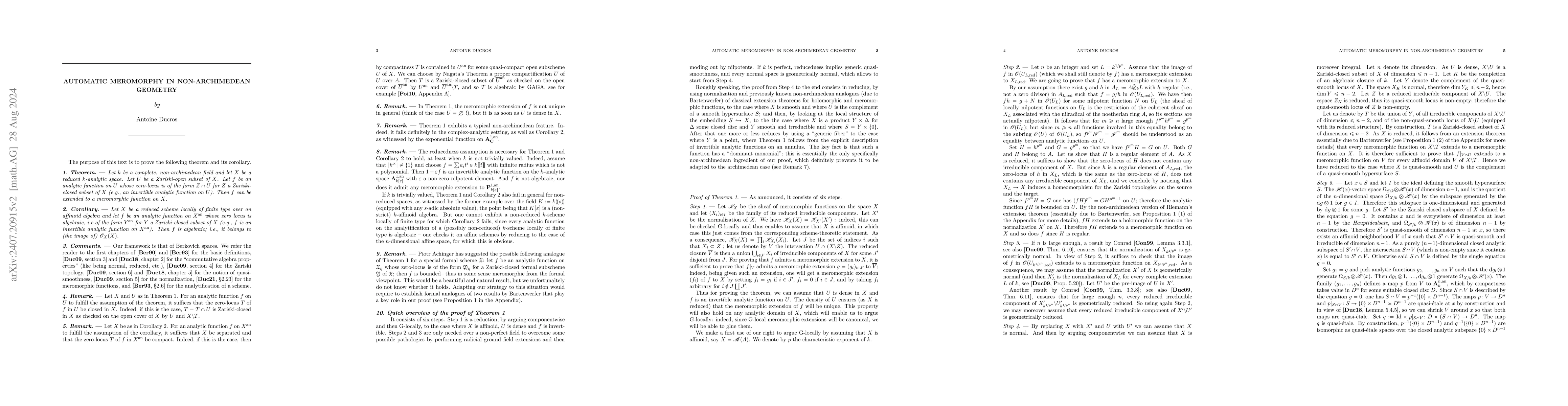 Thumbnail for Automatic meromorphy in non-archimedean geometry