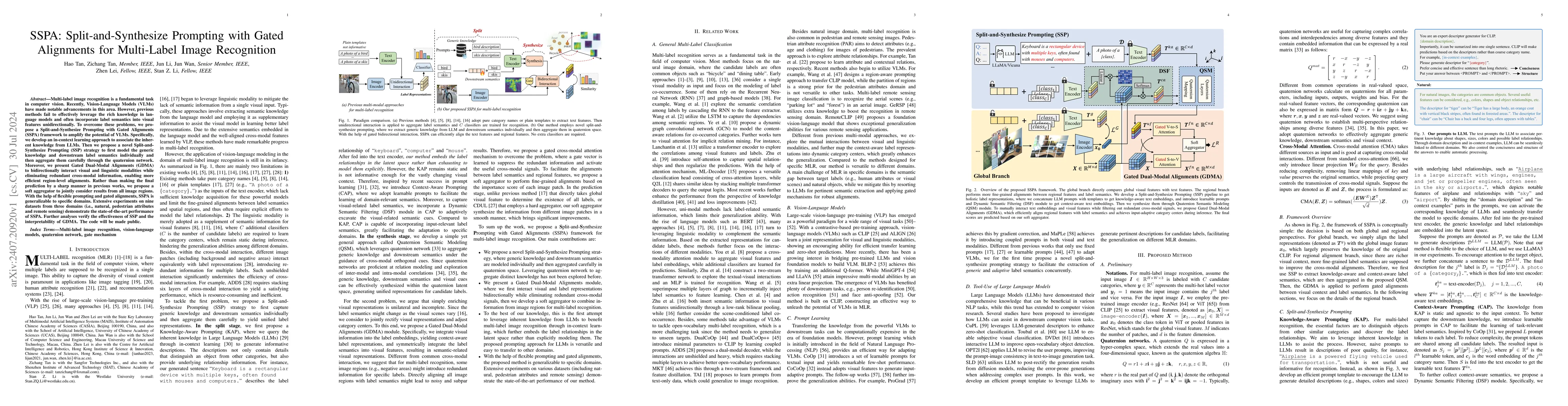 Thumbnail for SSPA: Split-and-Synthesize Prompting with Gated Alignments for
  Multi-Label Image Recognition