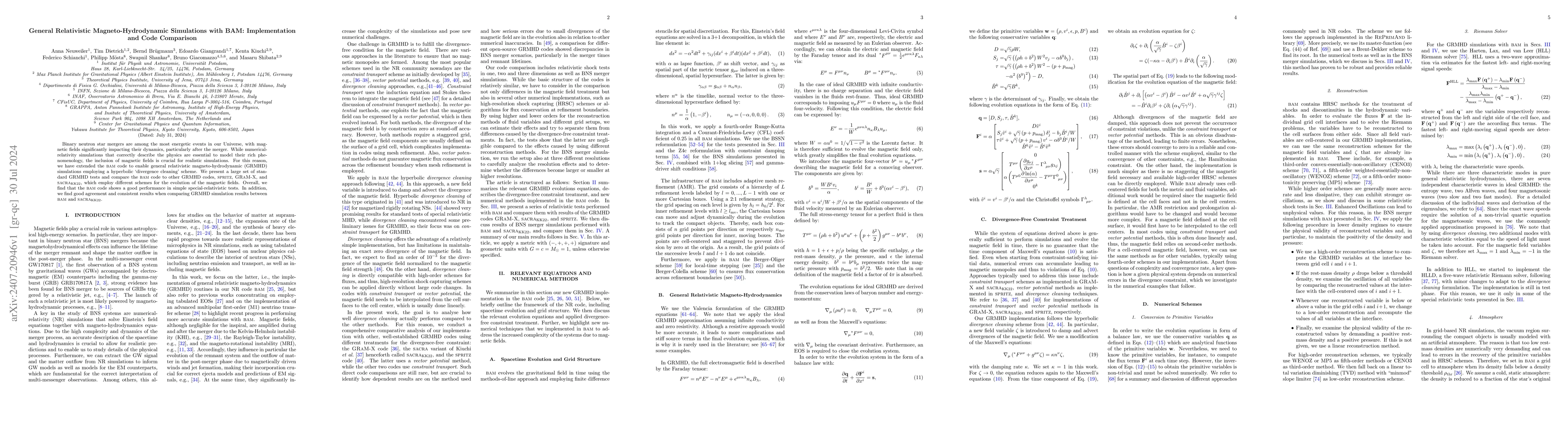 Thumbnail for General Relativistic Magneto-Hydrodynamic Simulations with BAM:
  Implementation and Code Comparison