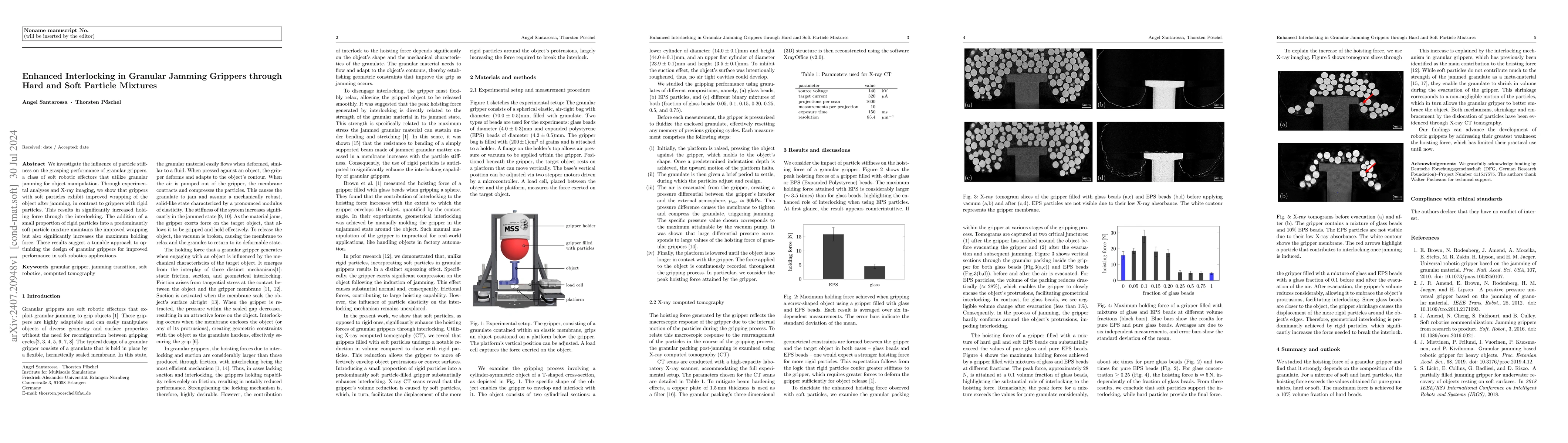 Thumbnail for Enhanced Interlocking in Granular Jamming Grippers through Hard and Soft
  Particle Mixtures