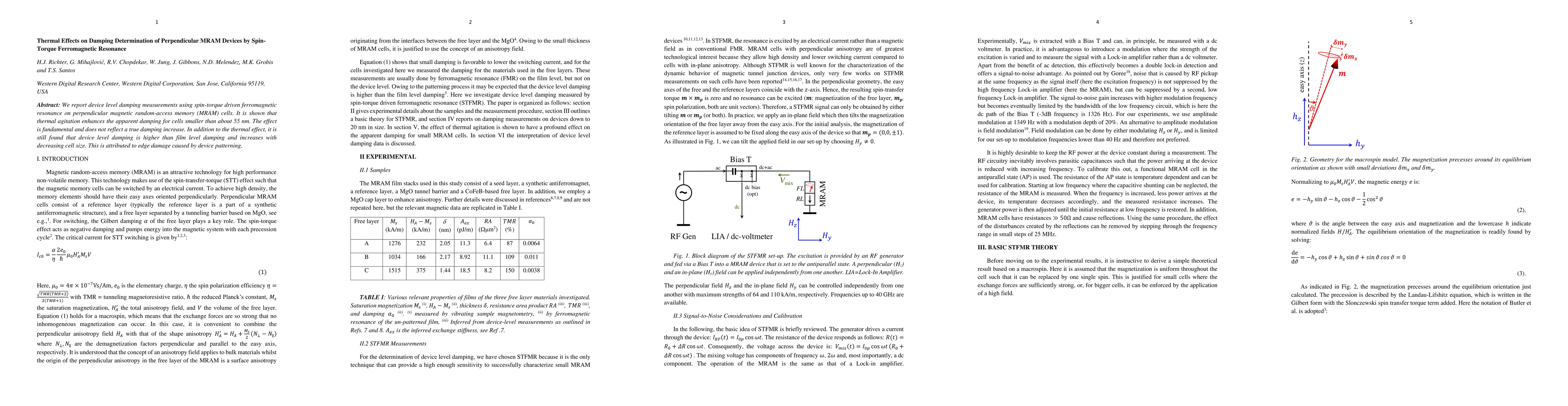 Thumbnail for Thermal Effects on Damping Determination of Perpendicular MRAM Devices
  by Spin-Torque Ferromagnetic Resonance