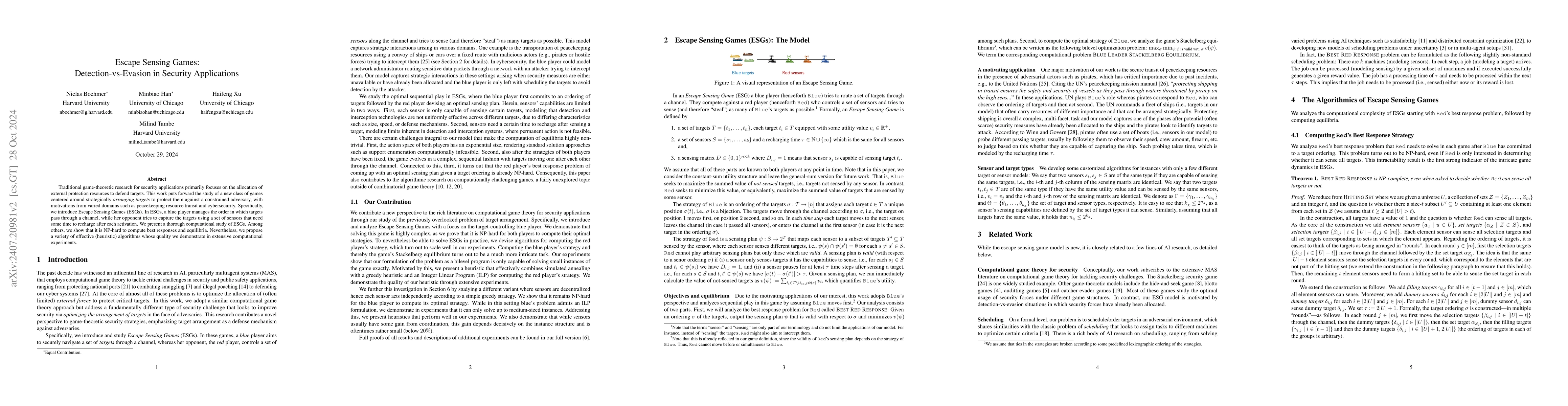 Thumbnail for Escape Sensing Games: Detection-vs-Evasion in Security Applications