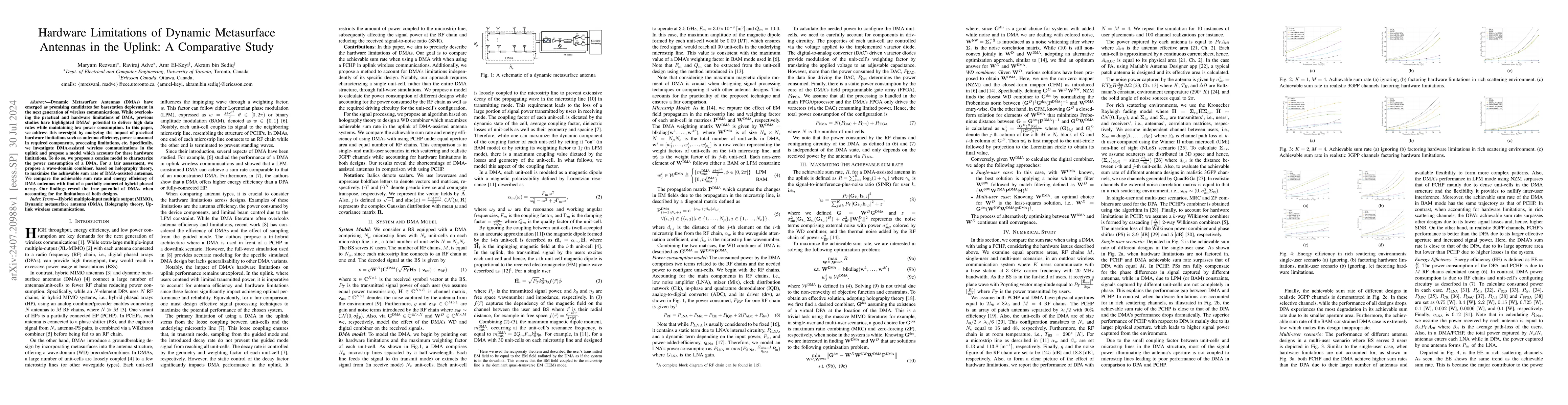 Thumbnail for Hardware Limitations of Dynamic Metasurface Antennas in the Uplink: A
  Comparative Study