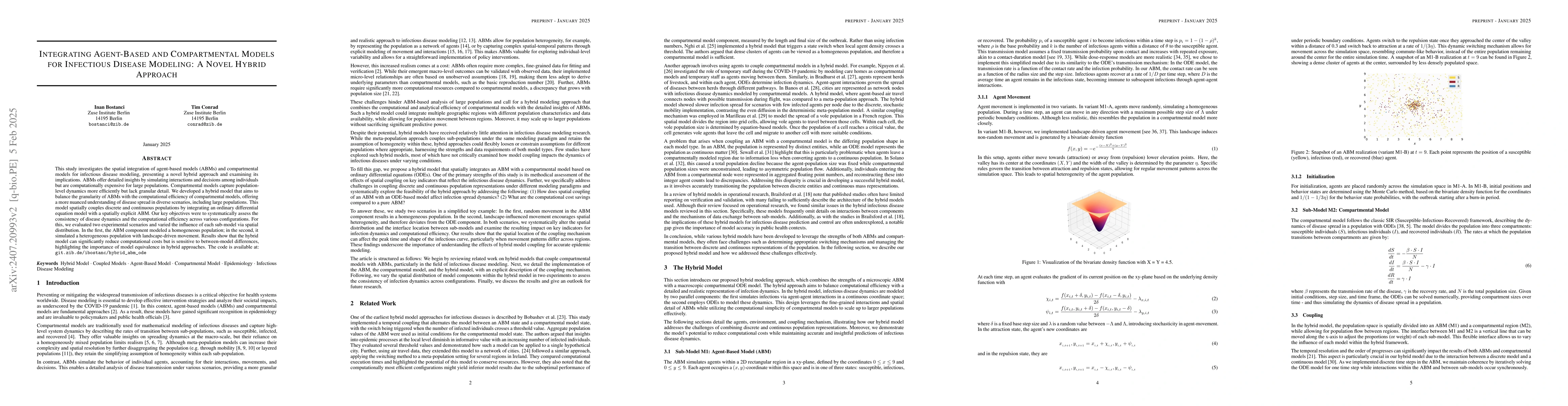 Thumbnail for Integrating Agent-Based and Compartmental Models for Infectious Disease
  Modeling: A Novel Hybrid Approach