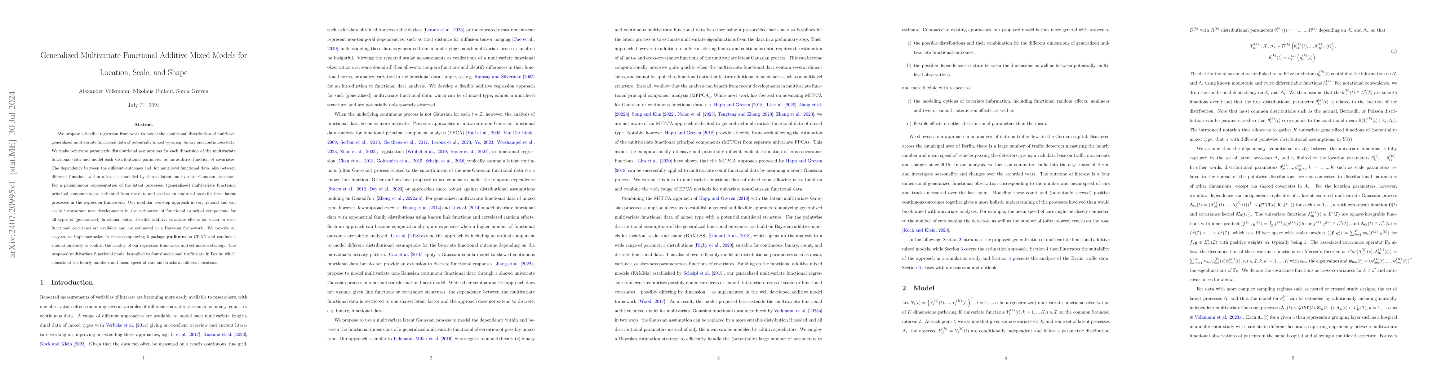 Thumbnail for Generalized Multivariate Functional Additive Mixed Models for Location,
  Scale, and Shape