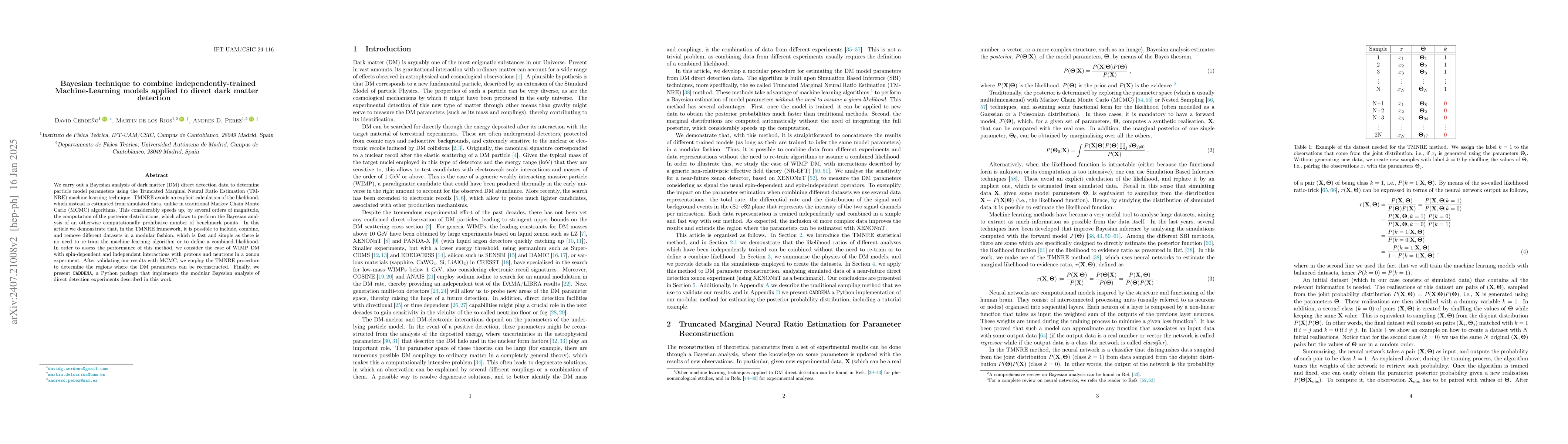 Thumbnail for Bayesian technique to combine independently-trained Machine-Learning
  models applied to direct dark matter detection