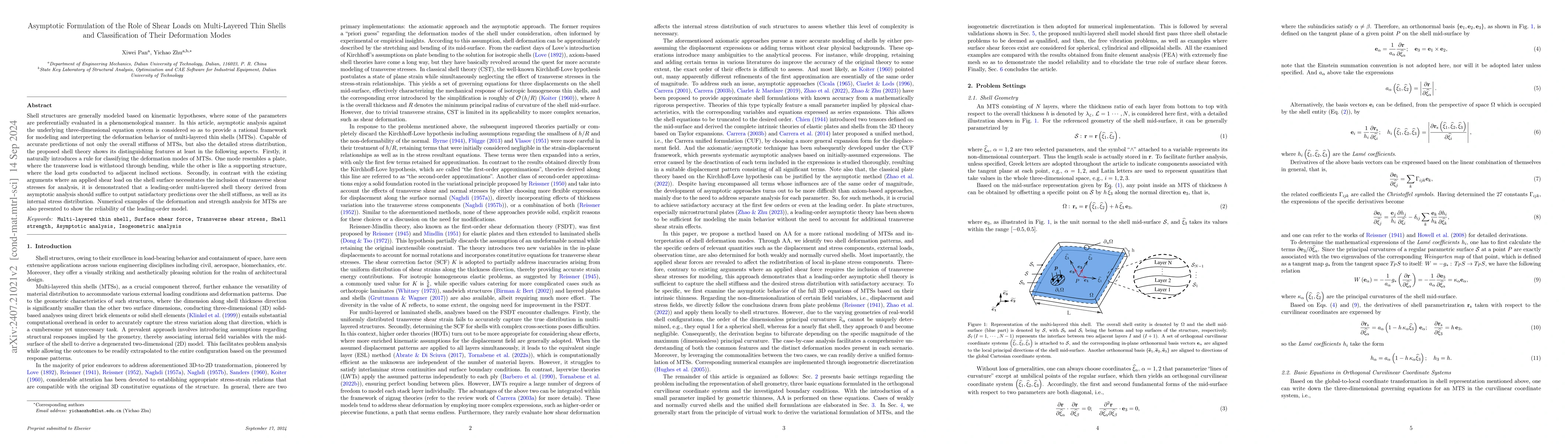 Thumbnail for Asymptotic Formulation of the Role of Shear Loads on Multi-Layered Thin
  Shells and Classification of Their Deformation Modes