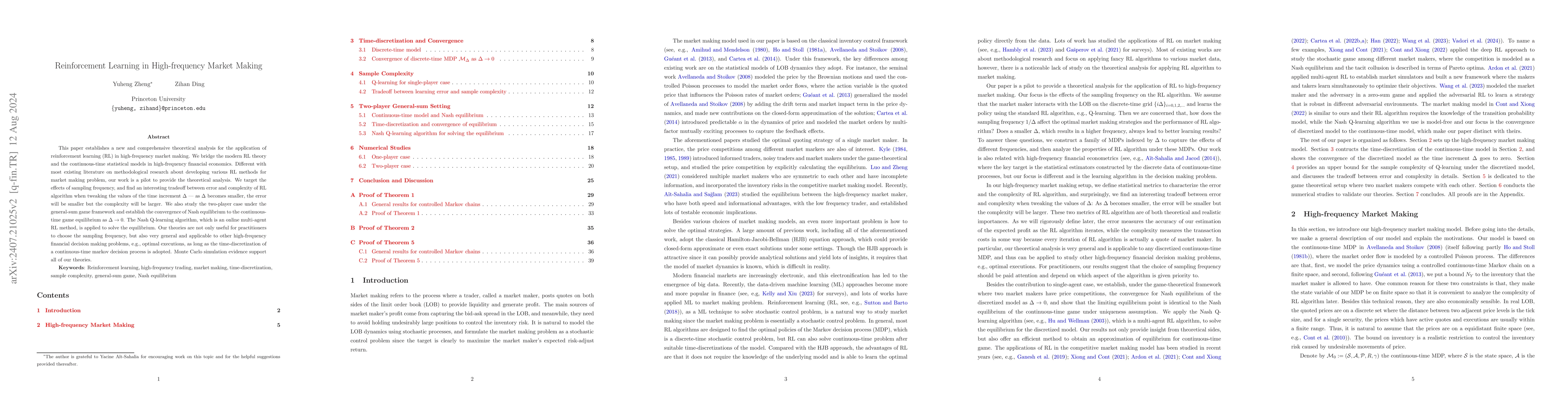 Thumbnail for Reinforcement Learning in High-frequency Market Making