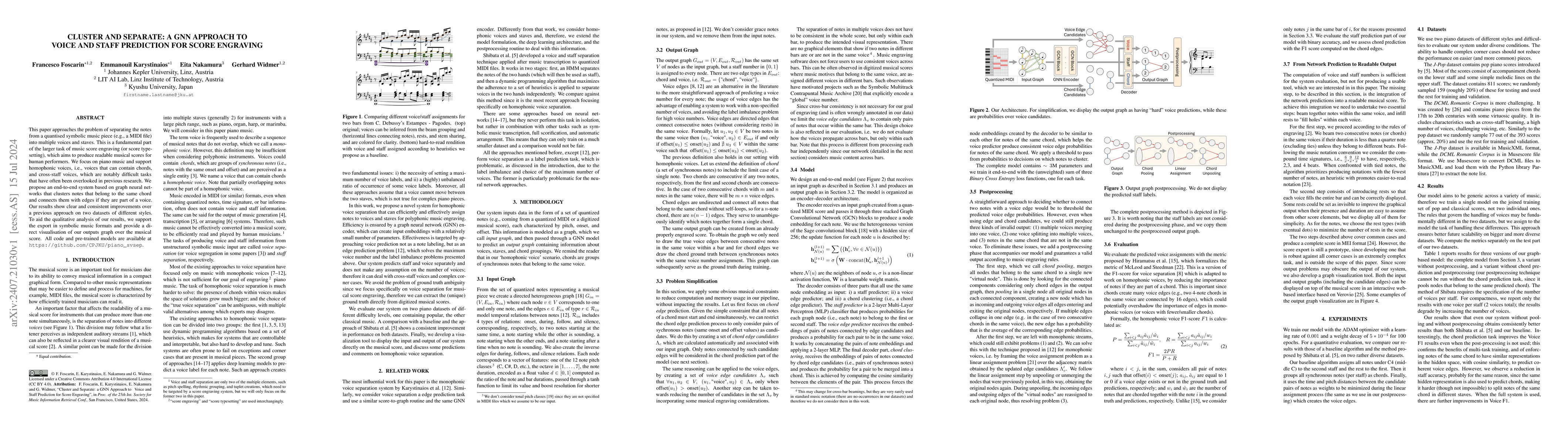 Thumbnail for Cluster and Separate: a GNN Approach to Voice and Staff Prediction for
  Score Engraving