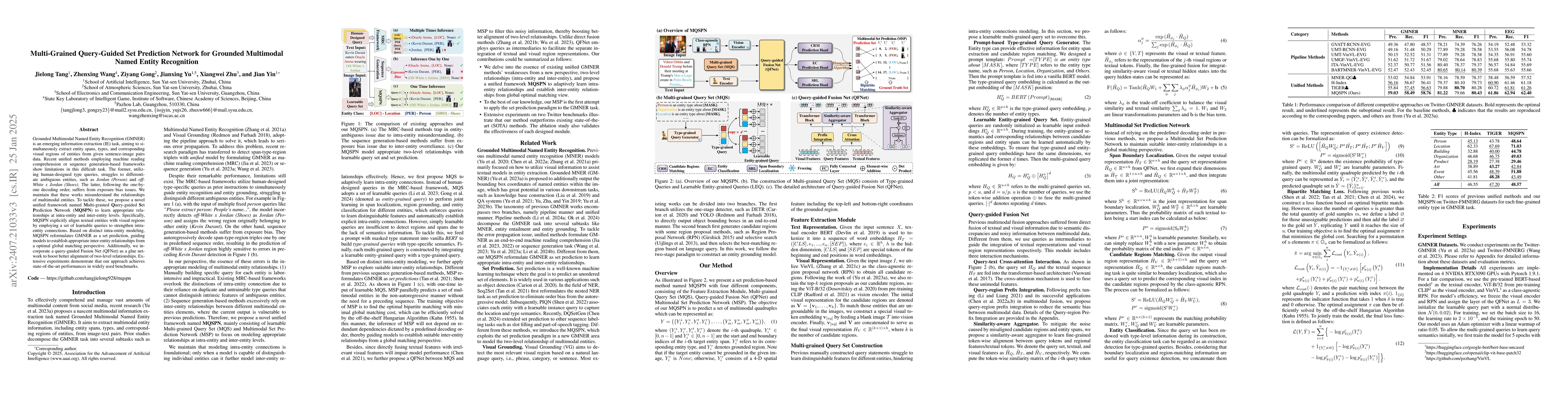 Thumbnail for Multi-Grained Query-Guided Set Prediction Network for Grounded
  Multimodal Named Entity Recognition