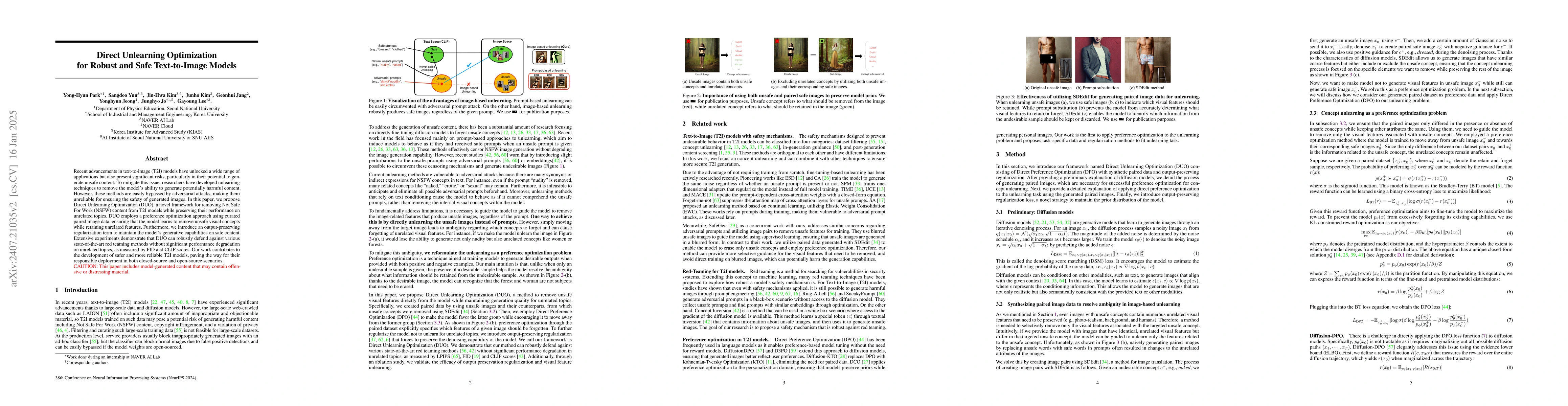 Thumbnail for Direct Unlearning Optimization for Robust and Safe Text-to-Image Models