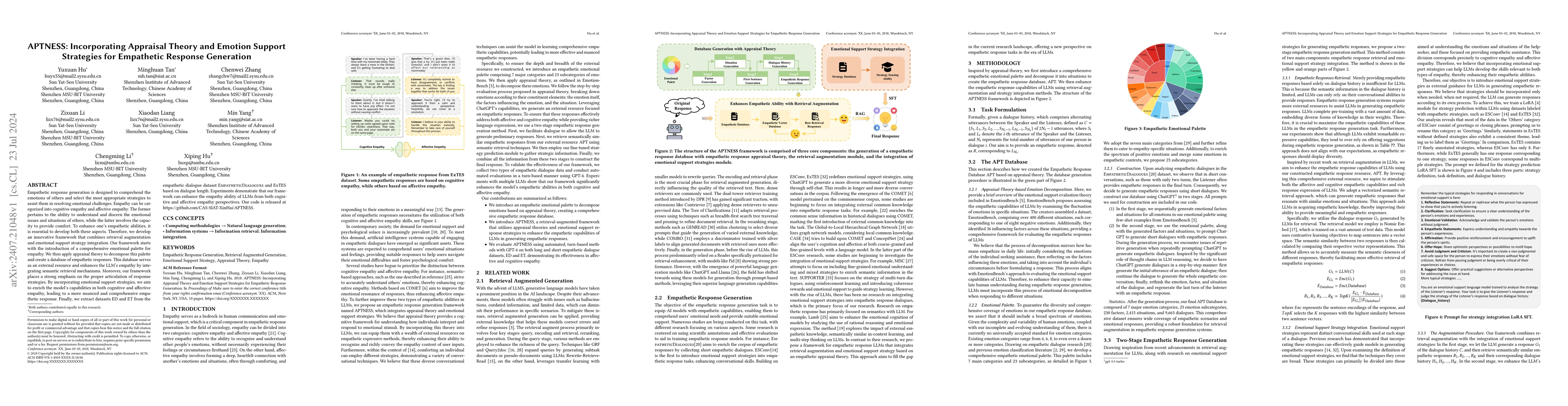 Thumbnail for APTNESS: Incorporating Appraisal Theory and Emotion Support Strategies
  for Empathetic Response Generation