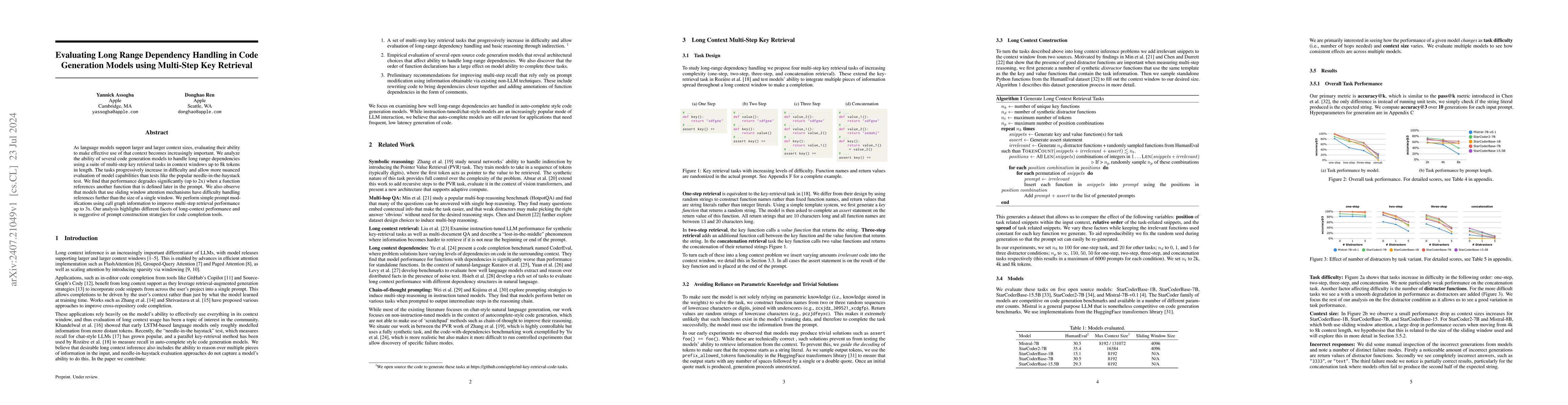 Thumbnail for Evaluating Long Range Dependency Handling in Code Generation Models
  using Multi-Step Key Retrieval