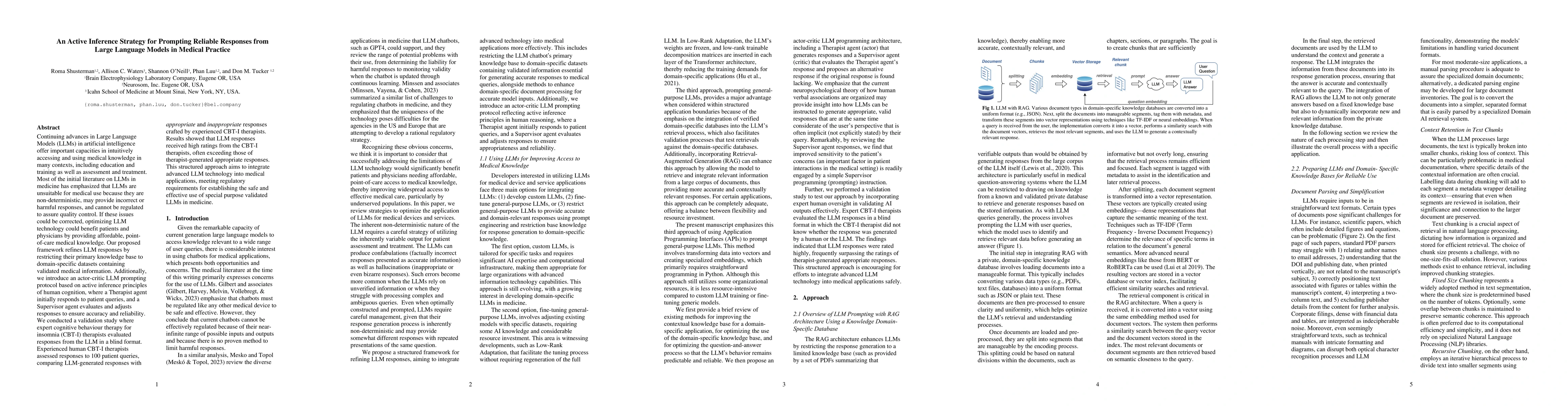 Thumbnail for An Active Inference Strategy for Prompting Reliable Responses from Large
  Language Models in Medical Practice