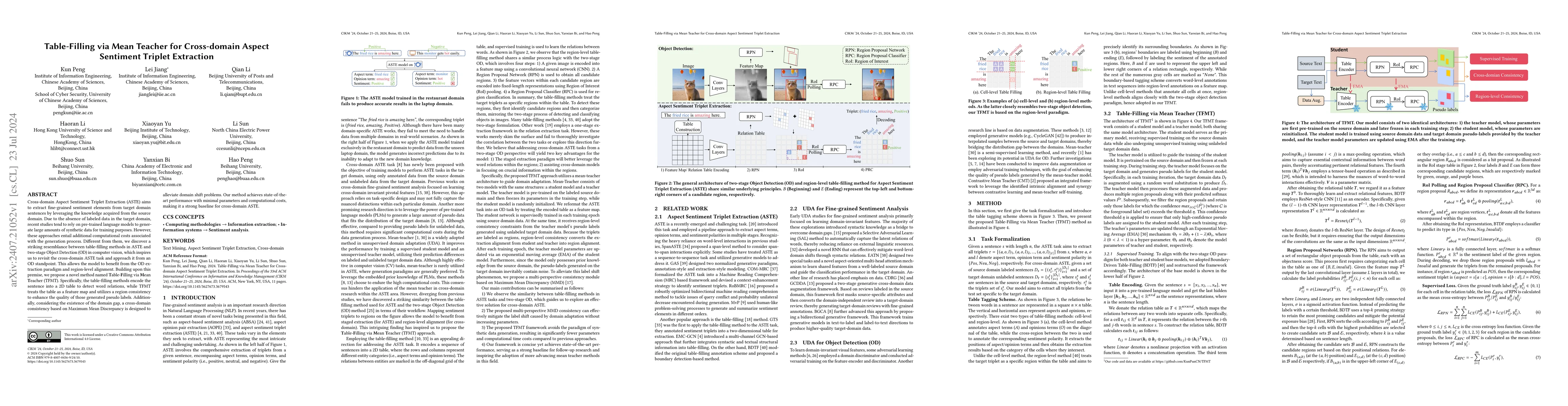 Thumbnail for Table-Filling via Mean Teacher for Cross-domain Aspect Sentiment Triplet
  Extraction