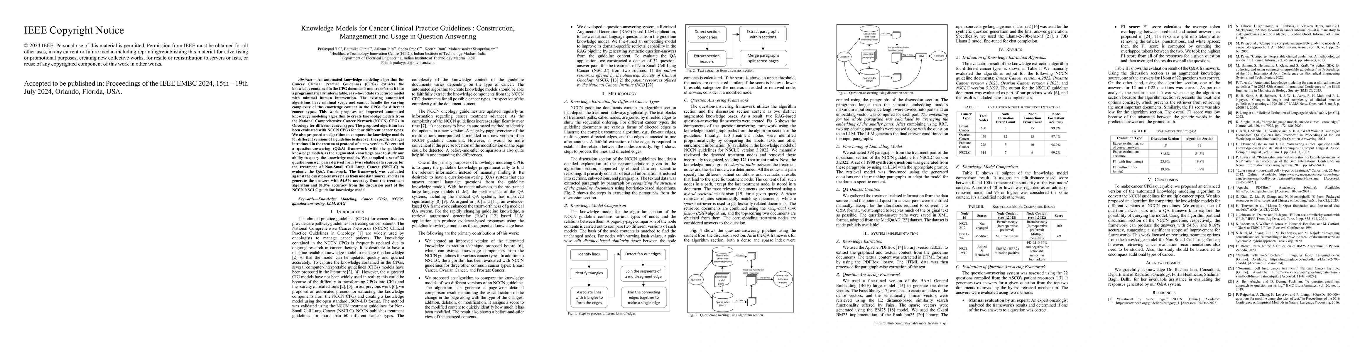Thumbnail for Knowledge Models for Cancer Clinical Practice Guidelines : Construction,
  Management and Usage in Question Answering