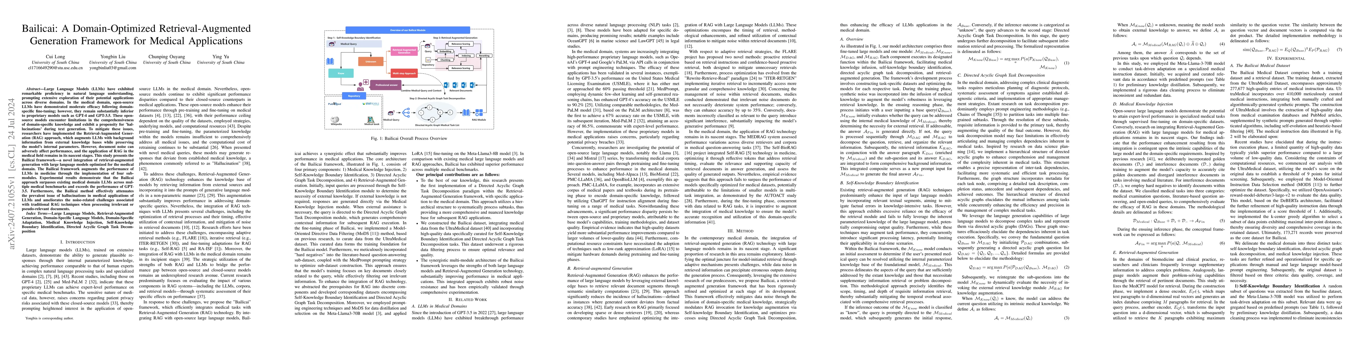 Thumbnail for Bailicai: A Domain-Optimized Retrieval-Augmented Generation Framework
  for Medical Applications