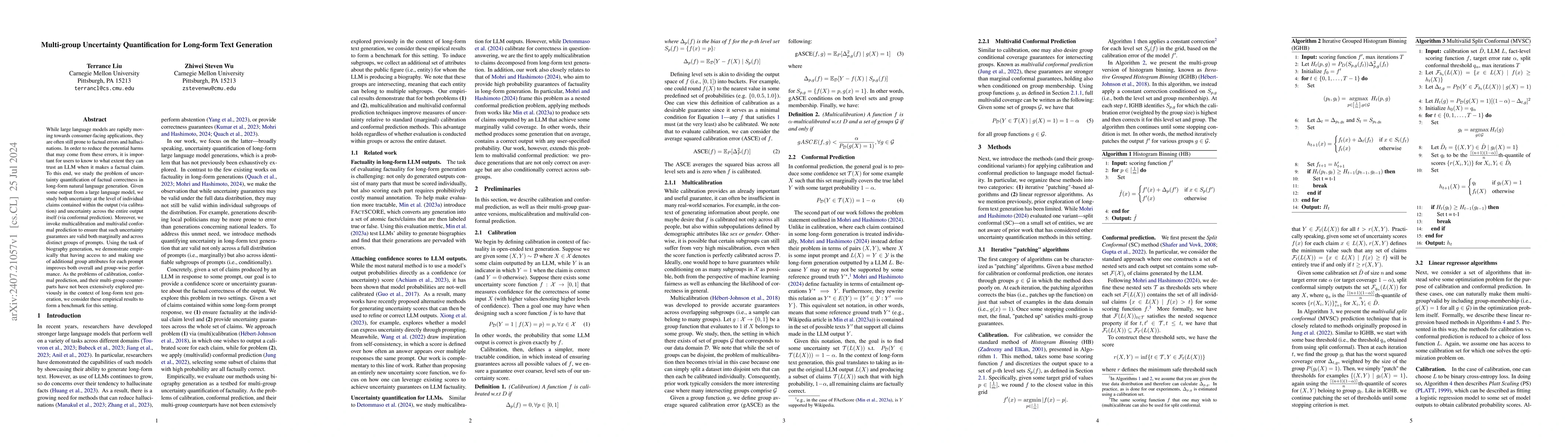 Thumbnail for Multi-group Uncertainty Quantification for Long-form Text Generation