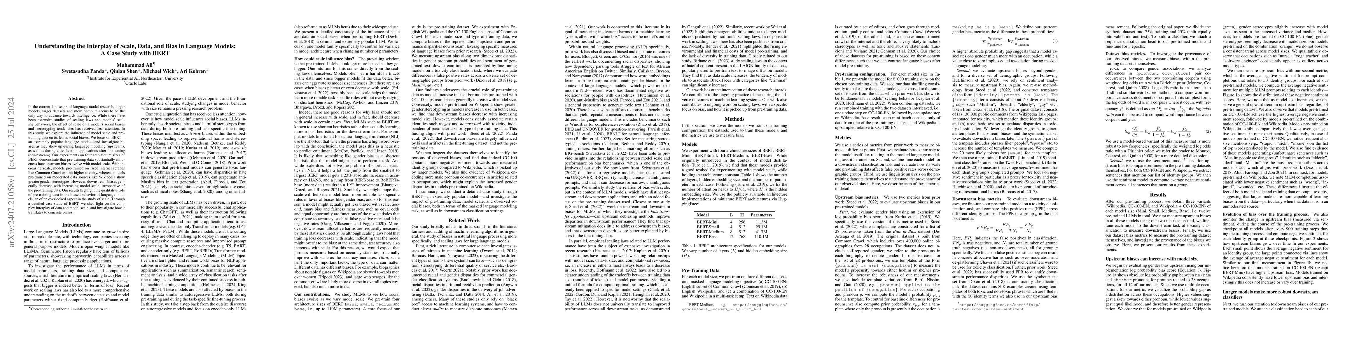 Thumbnail for Understanding the Interplay of Scale, Data, and Bias in Language Models:
  A Case Study with BERT