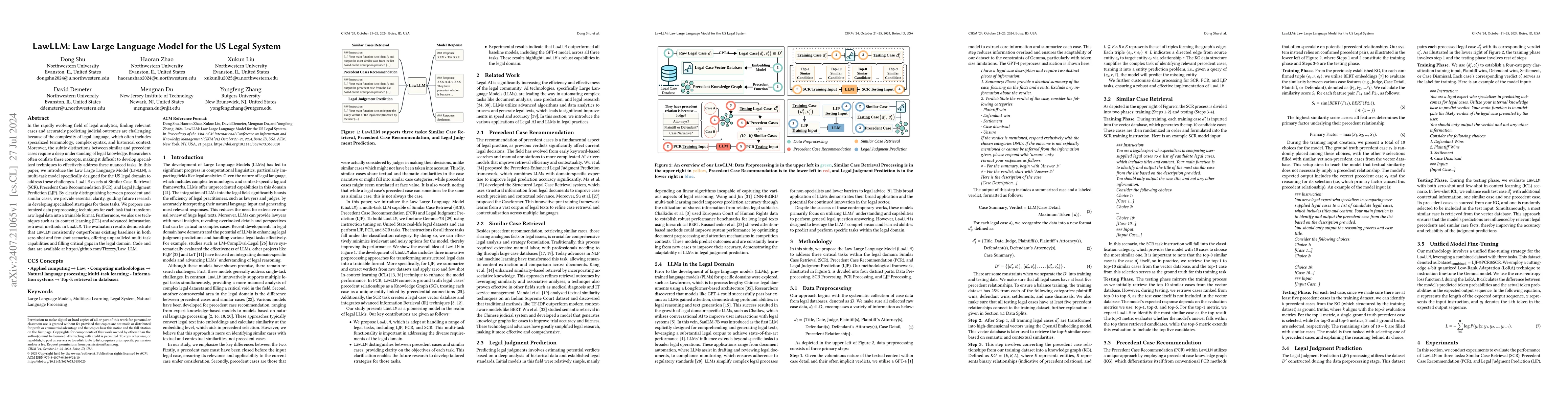Thumbnail for LawLLM: Law Large Language Model for the US Legal System
