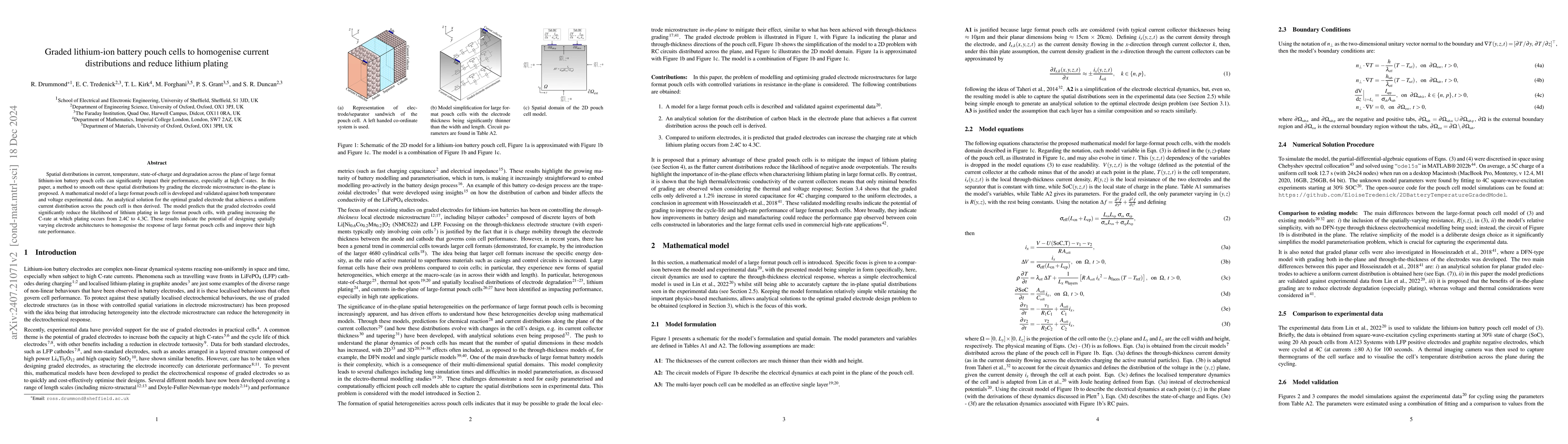 Thumbnail for Graded lithium-ion battery pouch cells to homogenise current
  distributions and mitigate lithium plating