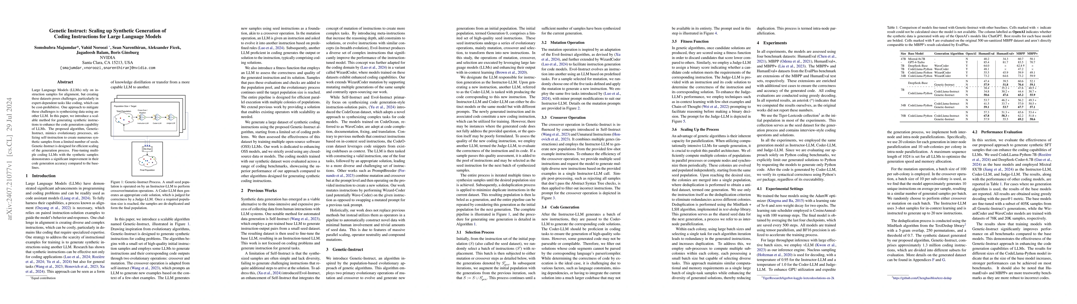 Thumbnail for Genetic Instruct: Scaling up Synthetic Generation of Coding Instructions
  for Large Language Models