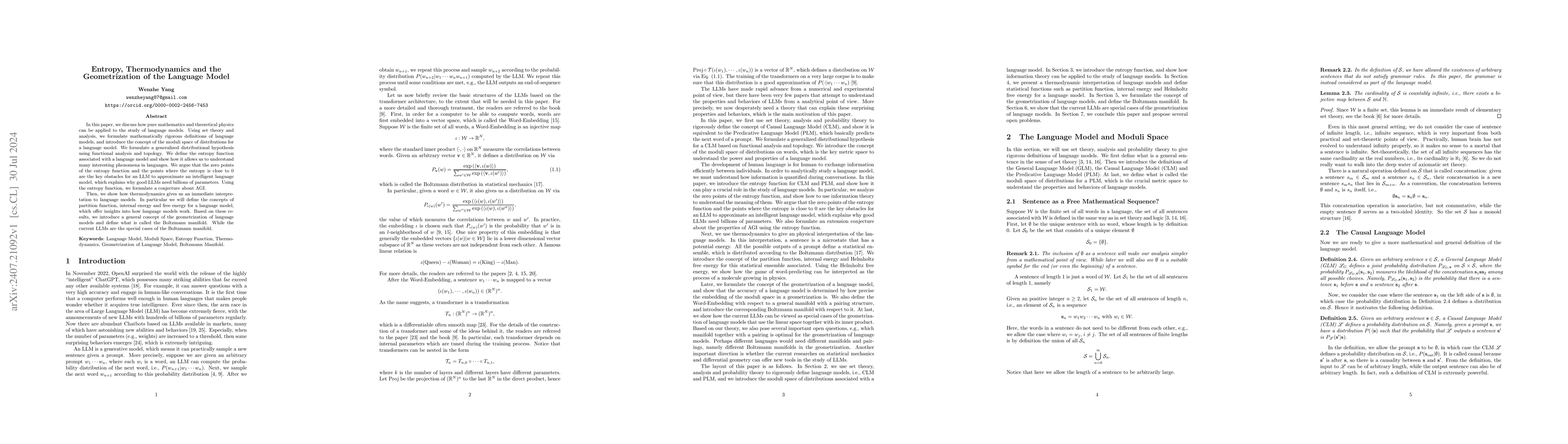 Thumbnail for Entropy, Thermodynamics and the Geometrization of the Language Model
